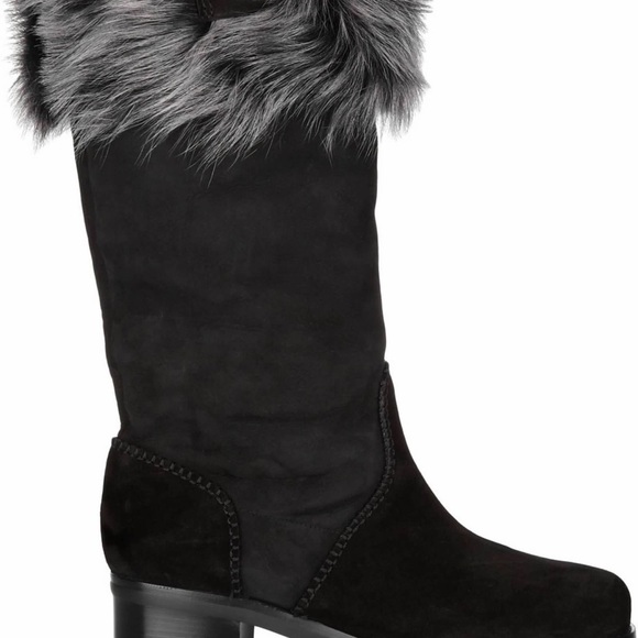 Donna Karan NY Sueded Calf and Shearling Boots - Picture 1 of 4